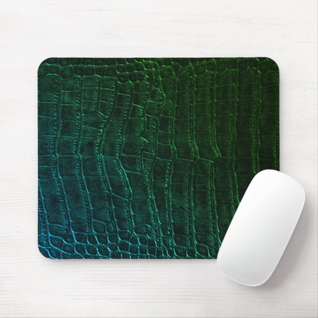 Mousepad Impressão de Couro de Jacaré Verde Falso (Com mouse)