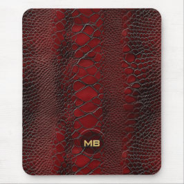Mousepad Impressão de Couro de Snakeskin Vermelho, em Monog