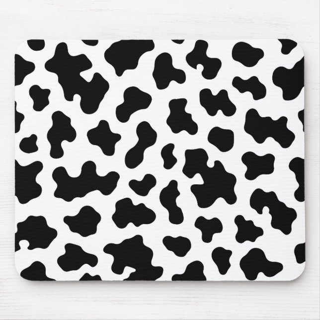 Mousepad Impressão de Couro de Vaca Preto e Branco (Frente)