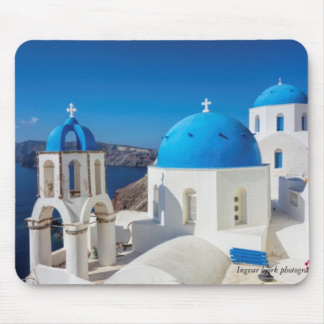 Mousepad Impressão de foto de Santorini, Grécia (Frente)