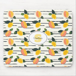 Mousepad Impressão de Fruta Manga Coral Amarelo em Listras 