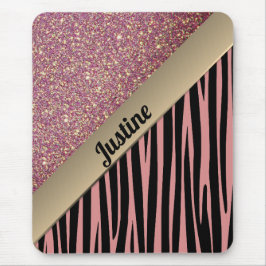 Mousepad Impressão de Glam Zebra, Cor-de-Rosa