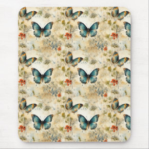 Mousepad Impressão de Jardim Botânico de Borboleta Azul Boh