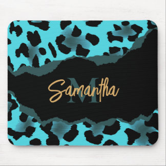 Mousepad Impressão de Leopardo Azul-Cento