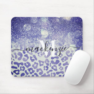 Mousepad Impressão de Leopardo Azul Gliter