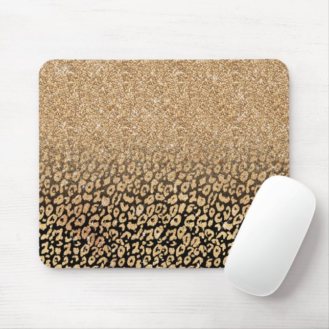 Mousepad Impressão de Leopardo de Ombre Dourado e preto (Com mouse)