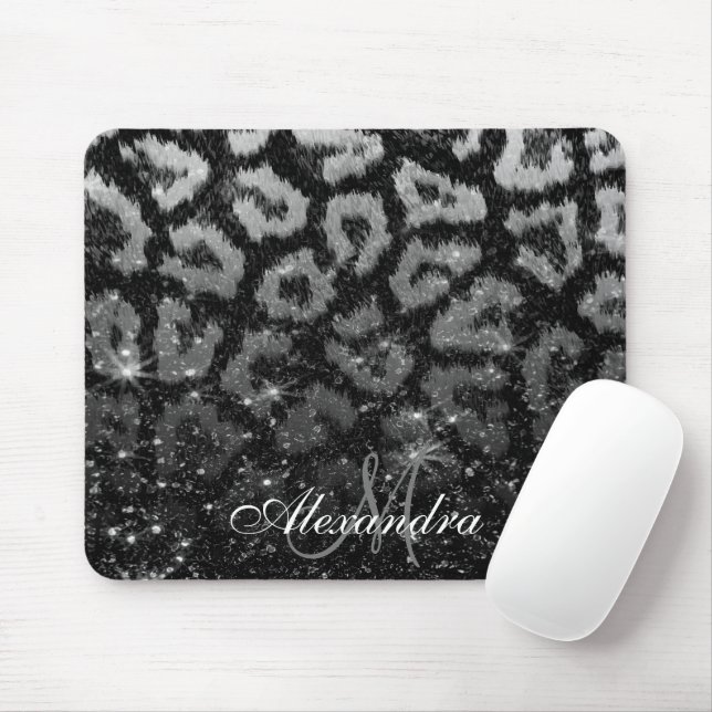 Mousepad Impressão de Leopardo e Brilho Preto (Com mouse)