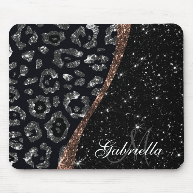 Mousepad Impressão de Leopardo e Brilho Preto (Frente)