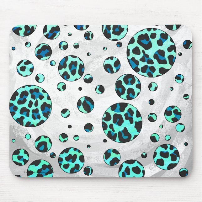 Mousepad Impressão de Leopardo Negro e Teal (Frente)