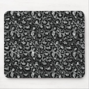 Mousepad Impressão de Leopardo Preto e Cinza Prata