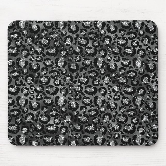 Mousepad Impressão de Leopardo Preto e Cinza Prata (Frente)