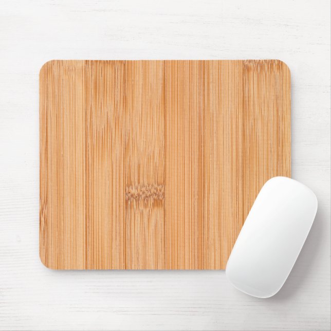 Mousepad impressão de madeira de bambu-castanha-clara legal (Com mouse)