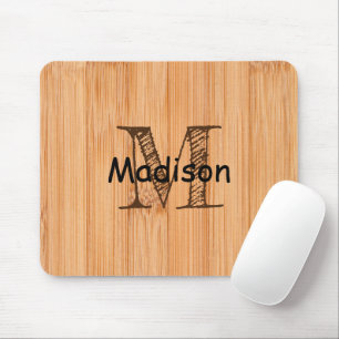 Mousepad Impressão de madeira de bambu-clara legal Monogra