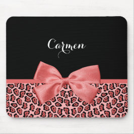 Mousepad Impressão de Onça Preta e Coral com Laço Fofo e No