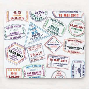 Mousepad Impressão de Padrão de Carimbo do Passport