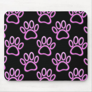 Mousepad Impressão de Paw Neon Dog Rosa