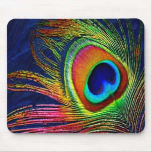 Mousepad Impressão de Pena de Pavão Colorida