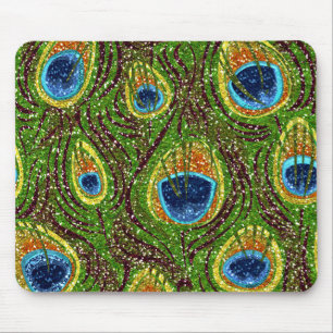 Mousepad Impressão de Penas de Peacock Coloridas