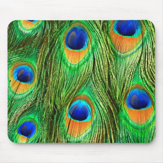 Mousepad Impressão de Penas de Peacock Coloridas (Frente)