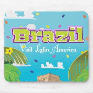 Mousepad Impressão de poster de viagens de desenho do Brasi