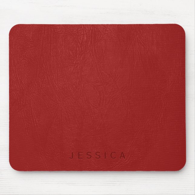 Mousepad Impressão de Textura de Couro Vermelho Elegante (Frente)
