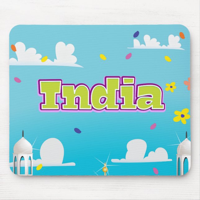 Mousepad Impressão de viagem em desenho da Índia. (Frente)