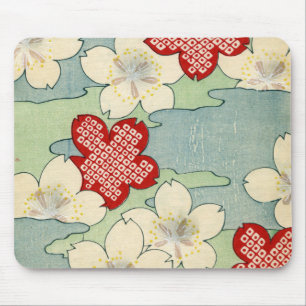 Mousepad Impressão de Woodblock das flores do Dogwood