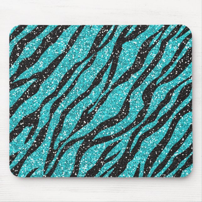 Mousepad Impressão de Zebra com Glitter Turquesa (Frente)