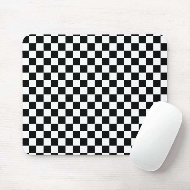 Mousepad Impressão digital de xadrez preto e branco (Com mouse)
