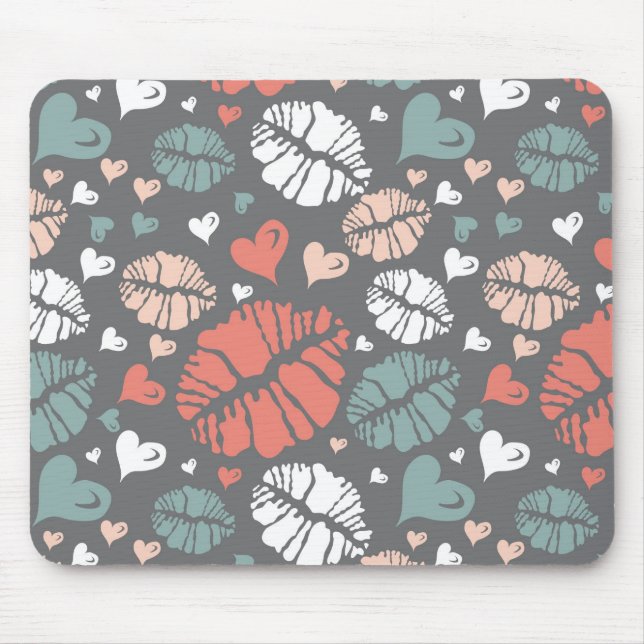Mousepad Impressão do beijo e teste padrão do coração (Frente)