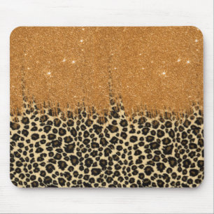 Mousepad Impressão do leopardo com curso Dourado da escova