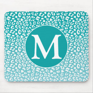 Mousepad Impressão do Leopardo de Turquesa do Monograma