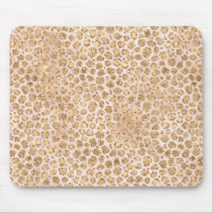 Mousepad Impressão Dourada de Pêssego Leopardo com Brilho