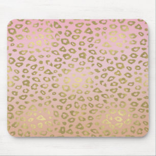 Mousepad Impressão Dourado cor-de-rosa do leopardo de Ombre