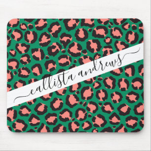 Mousepad Impressão em animais de leopardo preto rosa-rosa m