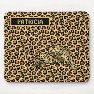 Mousepad Impressão em Leopardo Dourado Marrom Divertido Nom