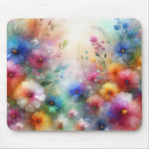 Mousepad Impressão Floral Aquarela Abstrata