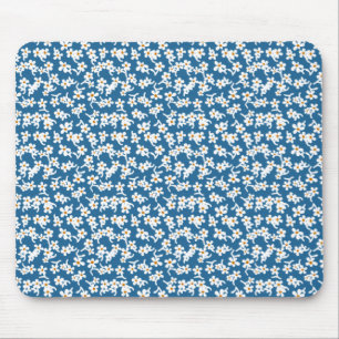 Mousepad impressão Floral de 70s em azul, Floral Vintage, F