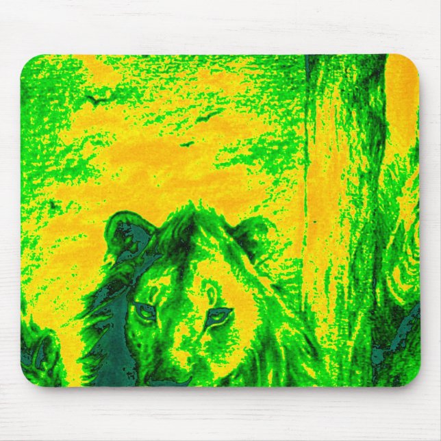 Mousepad Impressão Fluorescente de Arte Lion de Visão Notur (Frente)