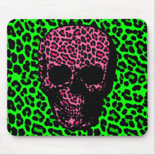 Mousepad Impressão gótico do leopardo do rosa do verde do