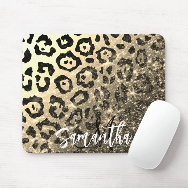 Mousepad Impressão Leopard da Glitter do ouro (Com mouse)