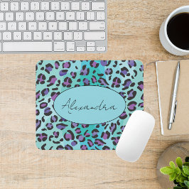 Mousepad Impressão Leopardo Azul e Púrpura Retroativa