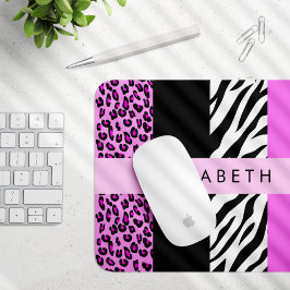 Mousepad Impressão Leopardo, Impressão Zebra, Rosa, Seu Nom
