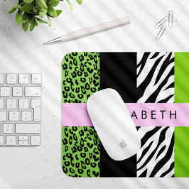Mousepad Impressão Leopardo, Impressão Zebra, Verde, Seu No