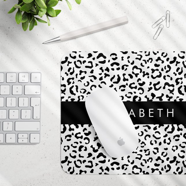 Mousepad Impressão Leopardo, Manchas, Preto E Branco, Seu N (Criador carregado)
