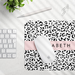 Mousepad Impressão Leopardo, Manchas, Preto E Branco, Seu N