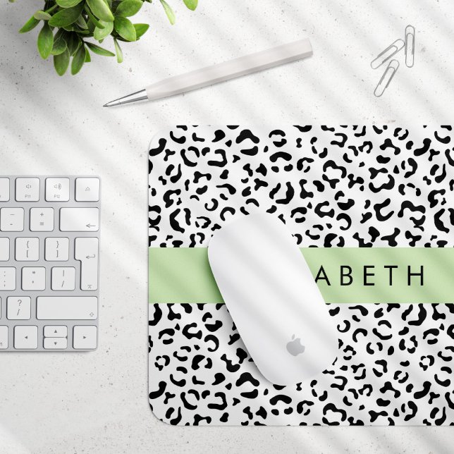 Mousepad Impressão Leopardo, Manchas, Preto E Branco, Seu N (Criador carregado)