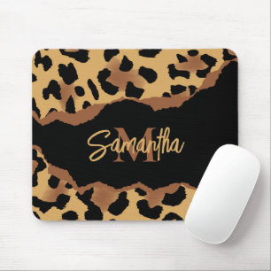 Mousepad Impressão Leopardo Monograma Cujo Leopardo É Corta