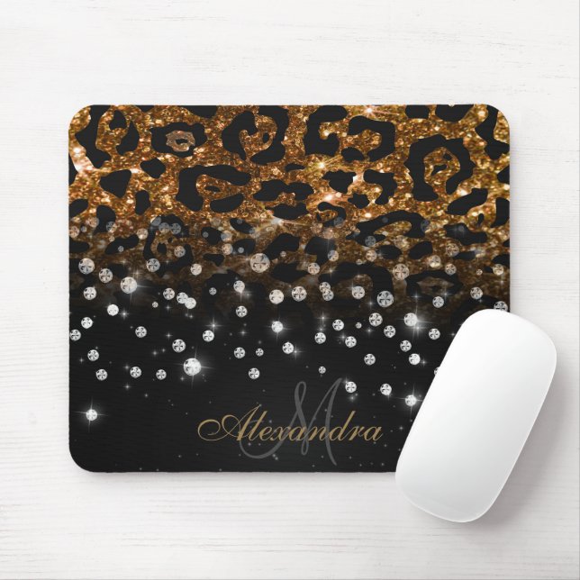 Mousepad Impressão Leopardo Preto e Ouro Sparkle (Com mouse)