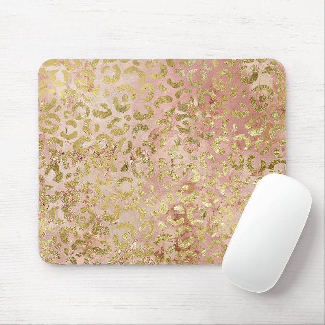 Mousepad Impressão Leopardo rosa Dourada (Com mouse)